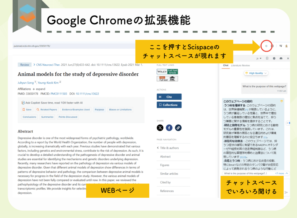 SciSpaceのGoogle Chrome拡張機能の実際の例