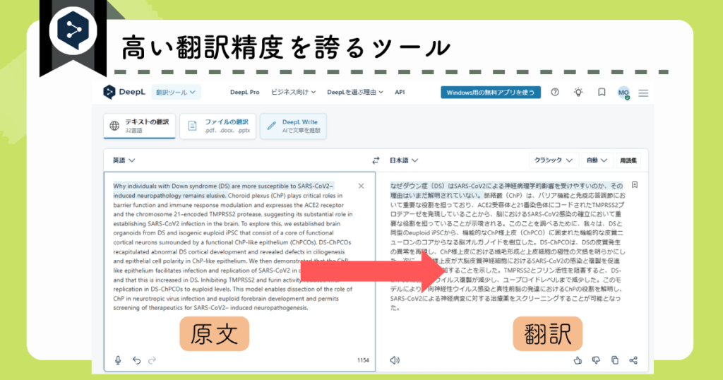 DeepLのおすすめ理由：精度の高い翻訳