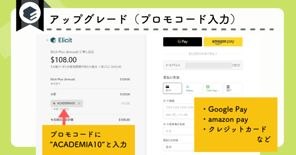 Elicitのプランをアップグレードする方法